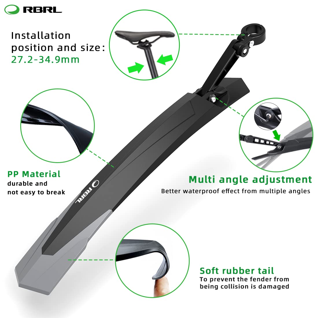 Adjustable Bike Fender Set – Universal Mud Guards 24–29"