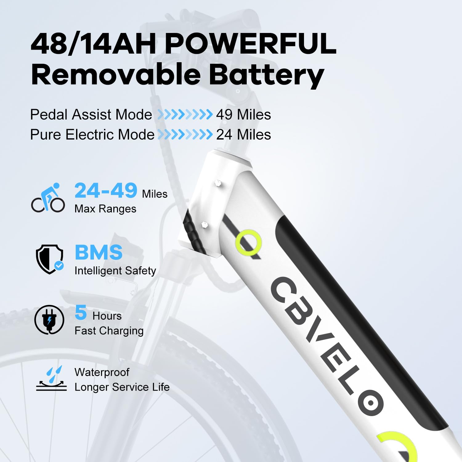 26" Electric Bike – 1000W Motor, 80-Mile Range, 7-Speed