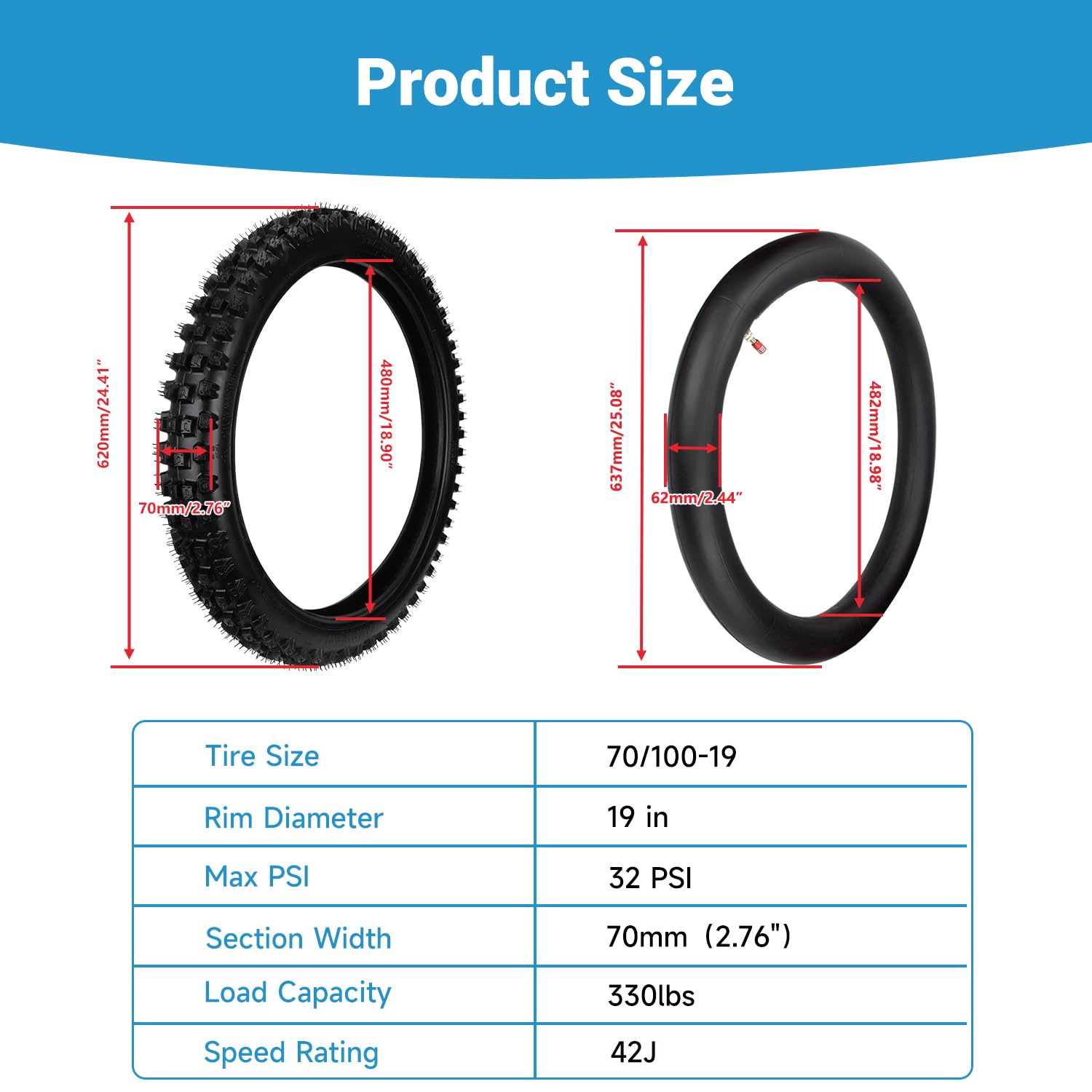 80/100-19 & 70/100-19 Dirt Bike Tire