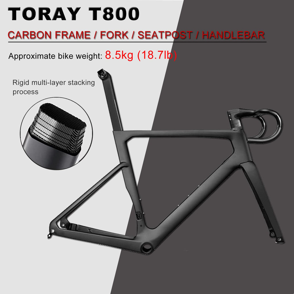 Carbon Road Bike – T800 Frame, 18-Speed, Disc Brakes