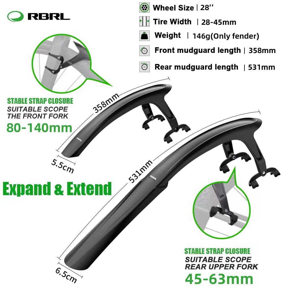 Bike Fender Set – Quick Release Mud Guards for Road & Gravel Bikes