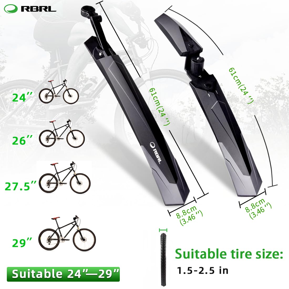 Adjustable Bike Fender Set – Universal Mud Guards 24–29"