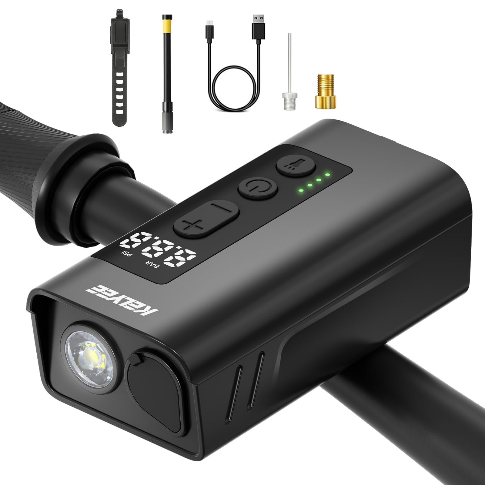 Mini Electric Bike Pump – 150 PSI with Headlight