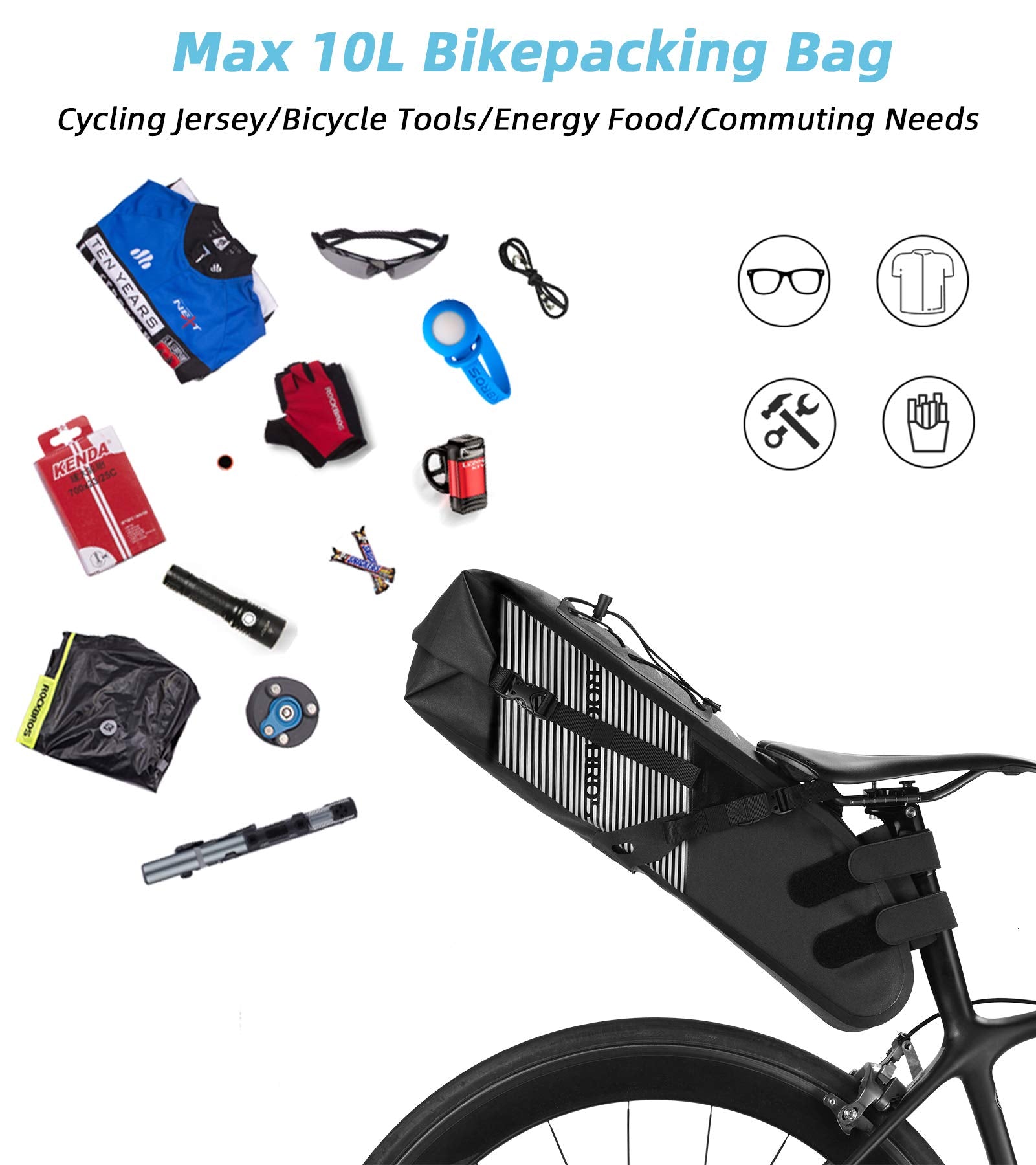 Waterproof Bike Saddle Bag – Large Capacity Bikepacking Bag