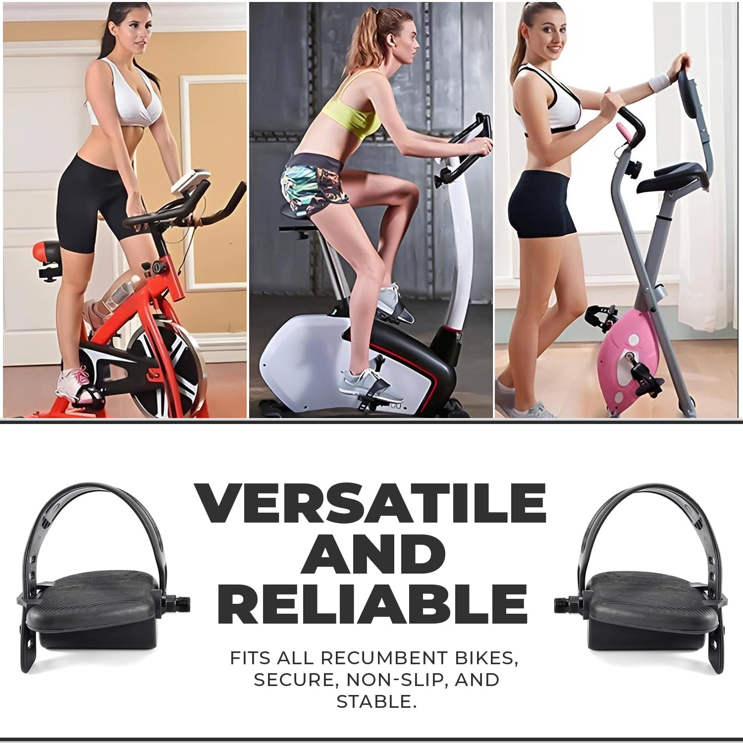 Exercise Bike Pedals – Replacement Pair with Straps