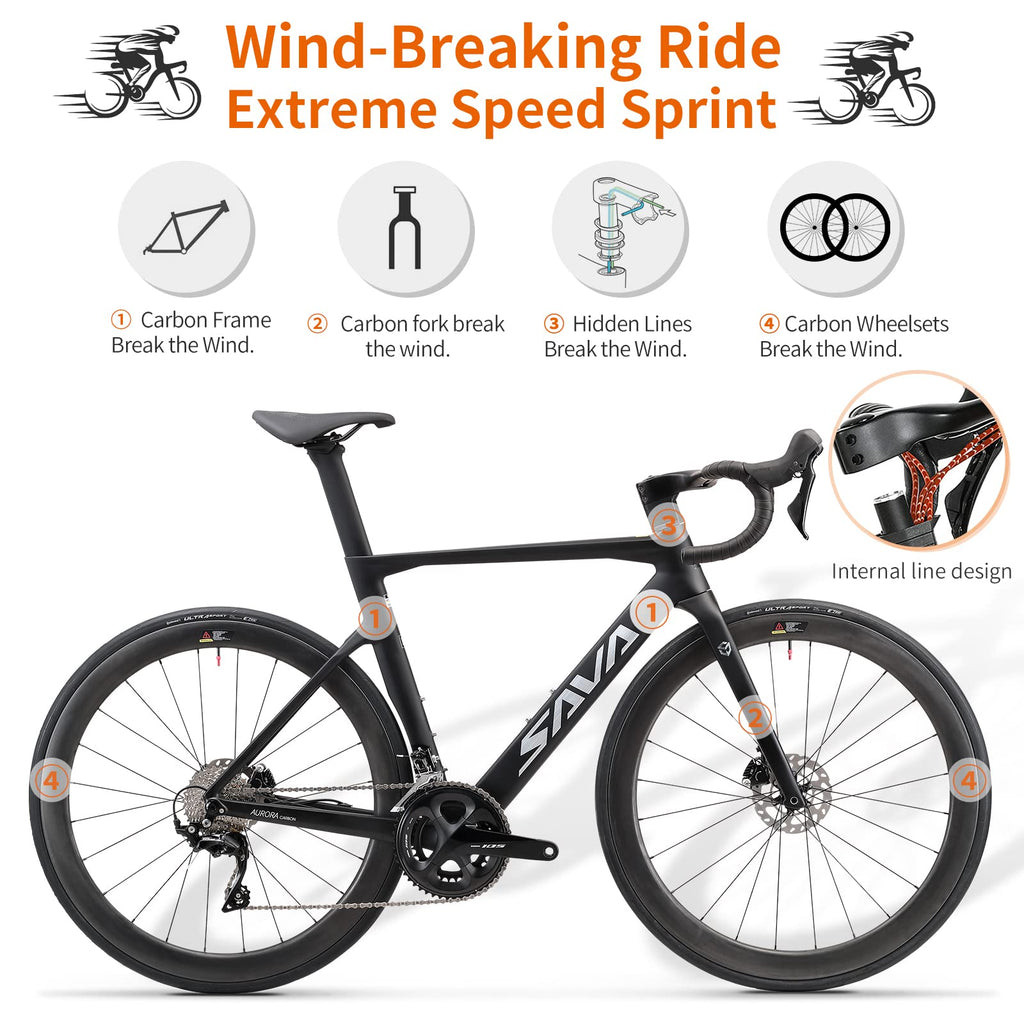 T800 Carbon Road Bike – Shimano 105, 22-Speed, Disc Brakes