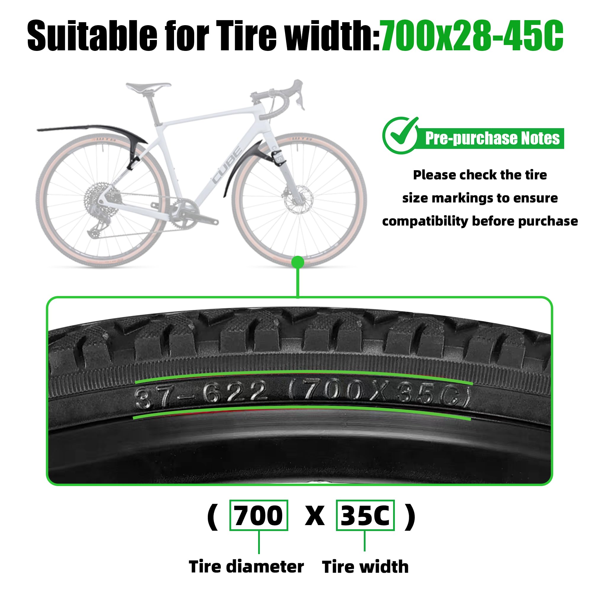 Bike Fender Set – Quick Release Mud Guards for Road & Gravel Bikes