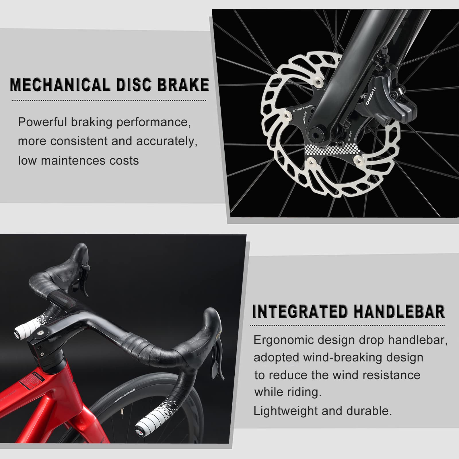 Carbon Road Bike – T800 Frame, 18-Speed, Disc Brakes