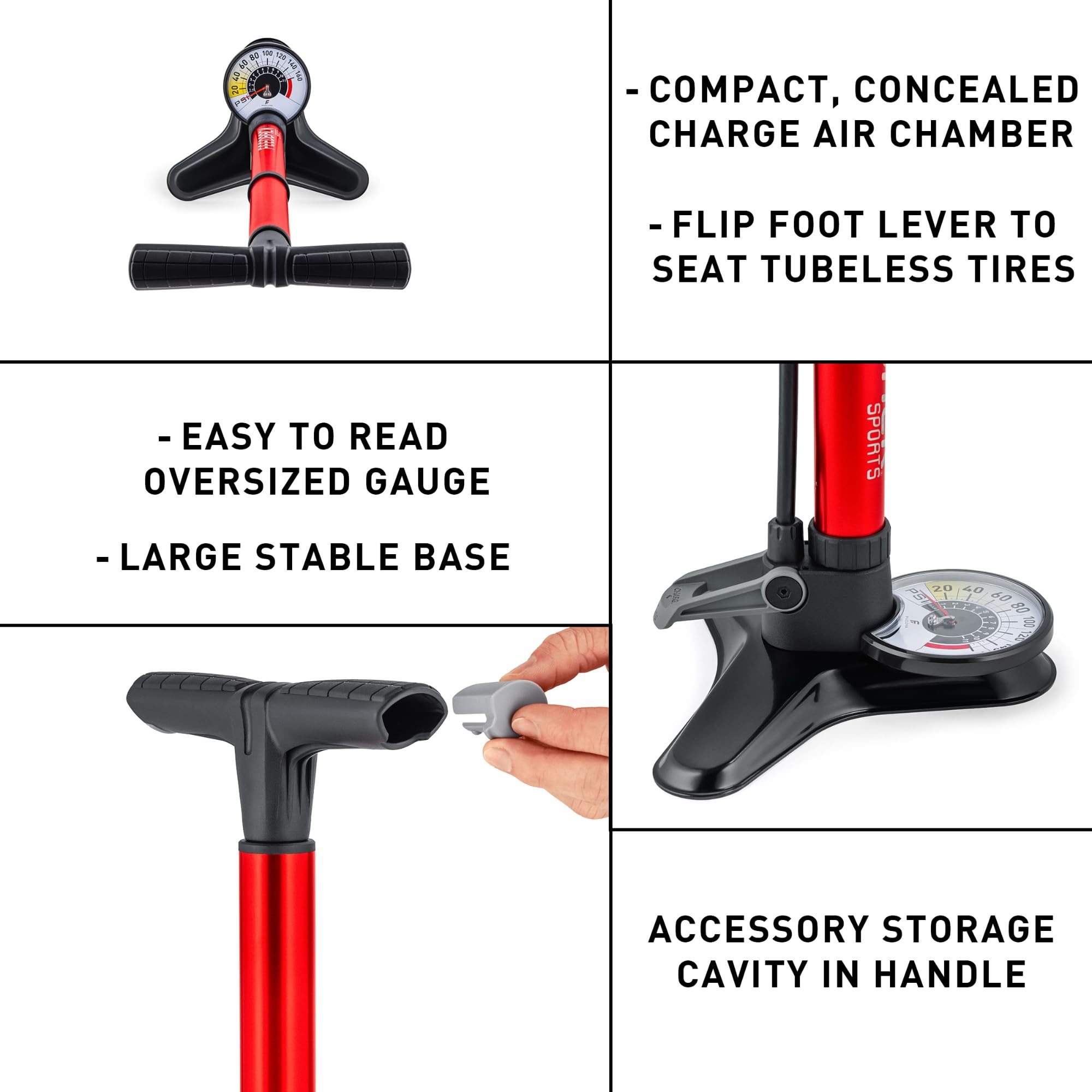 Tubeless Floor Pump – High-Pressure Bike Tire Inflator