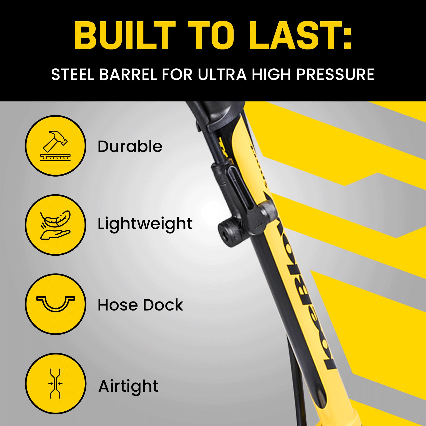 High-Pressure Bike Floor Pump – 160 PSI with Analog Gauge