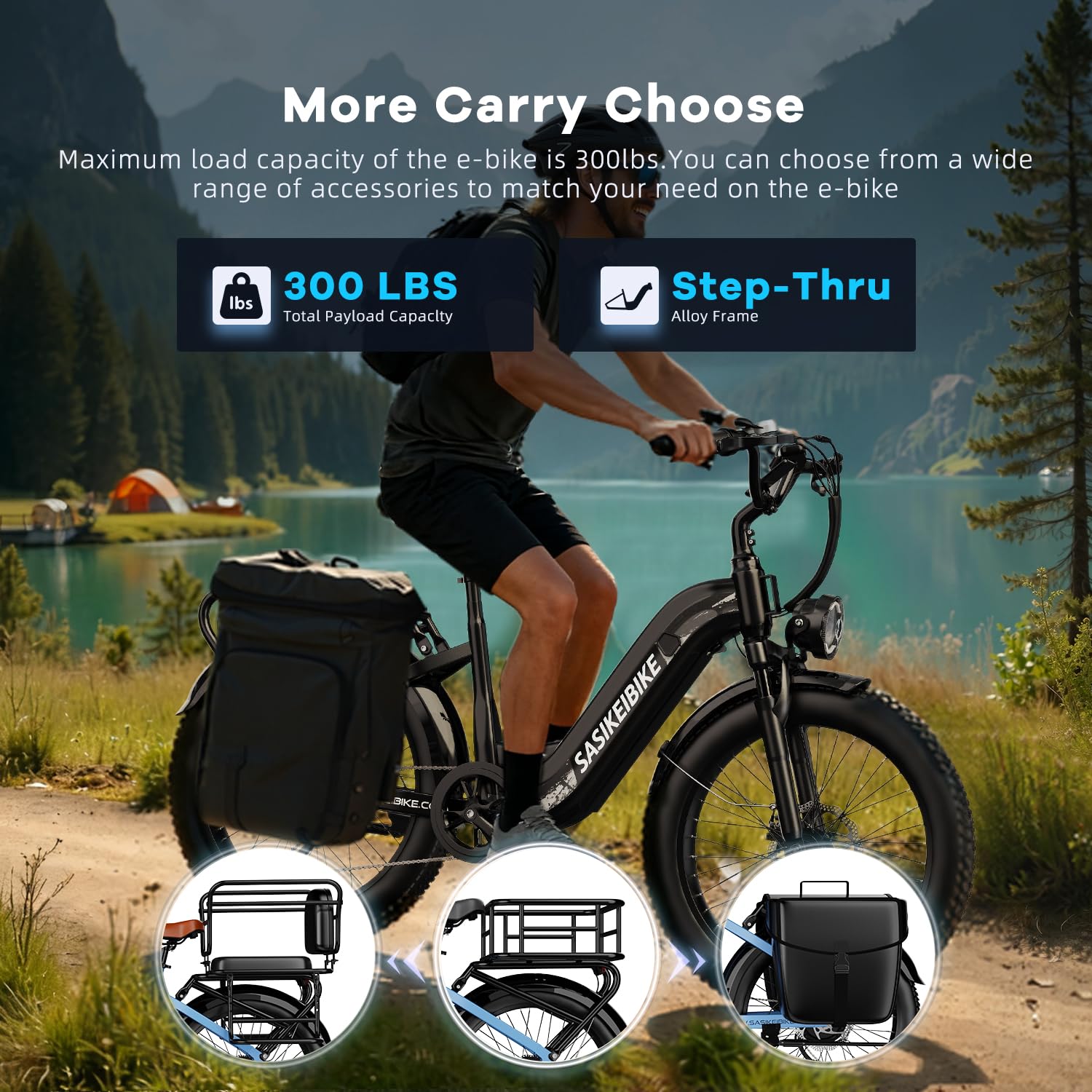 24" Fat Tire Electric Bike – 1500W, Step-Through, Removable Battery