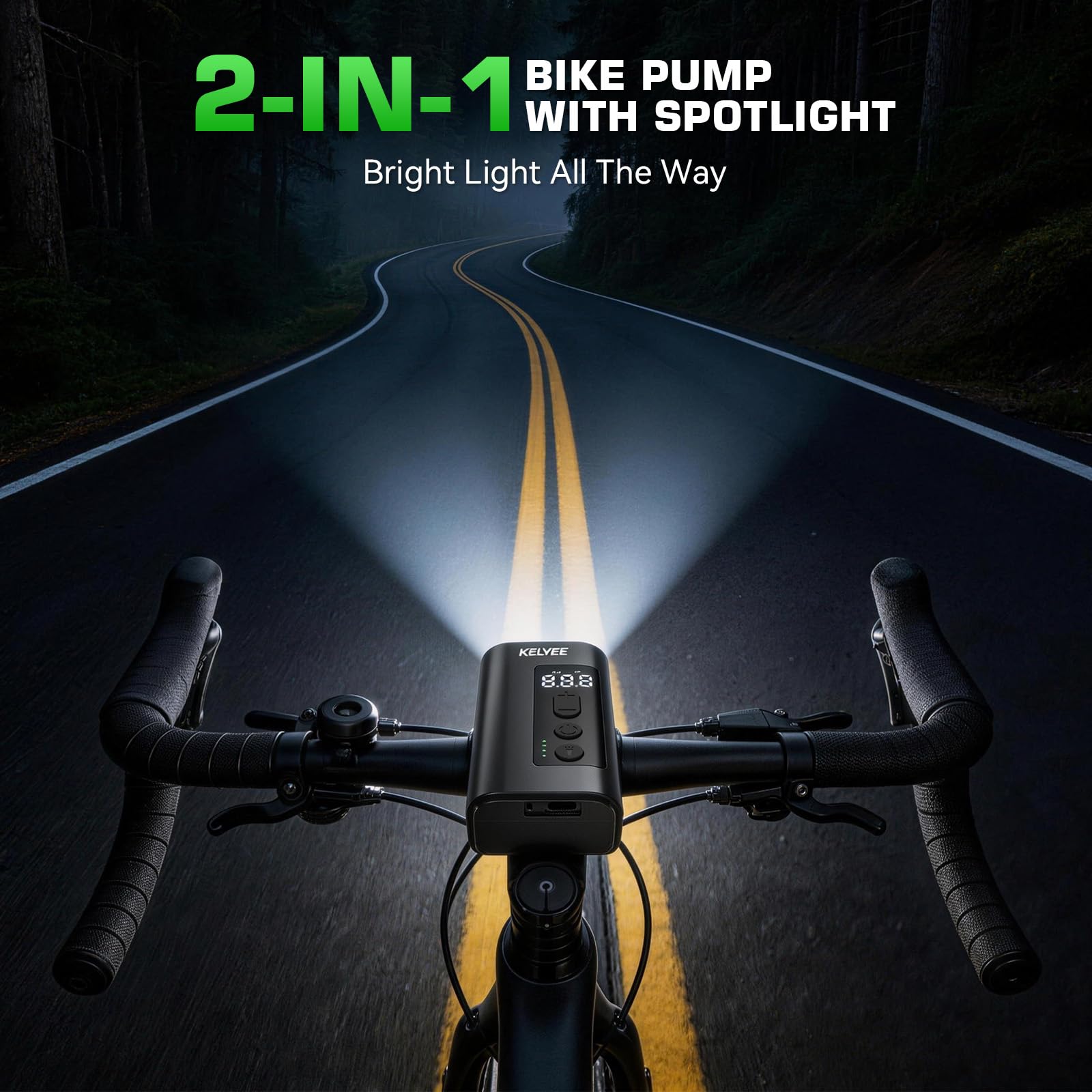 Mini Electric Bike Pump – 150 PSI with Headlight