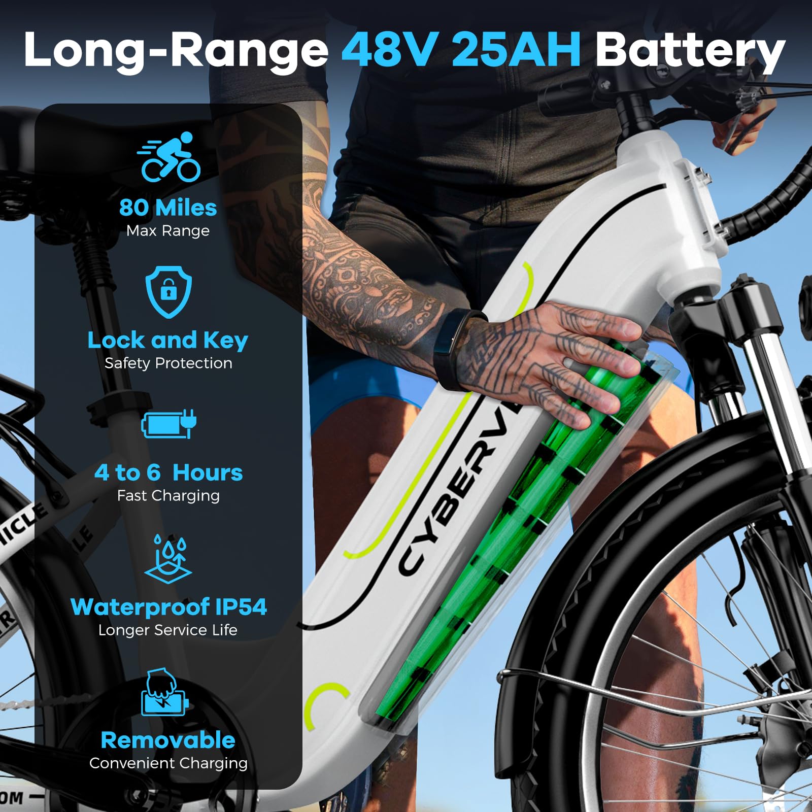 26" Electric Bike – 1000W, 48V Battery, 7-Speed