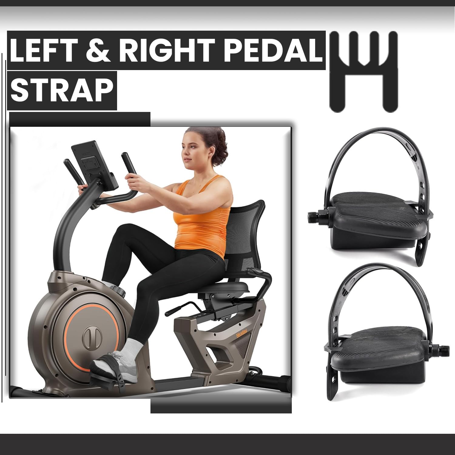 Exercise Bike Pedals – Replacement Pair with Straps