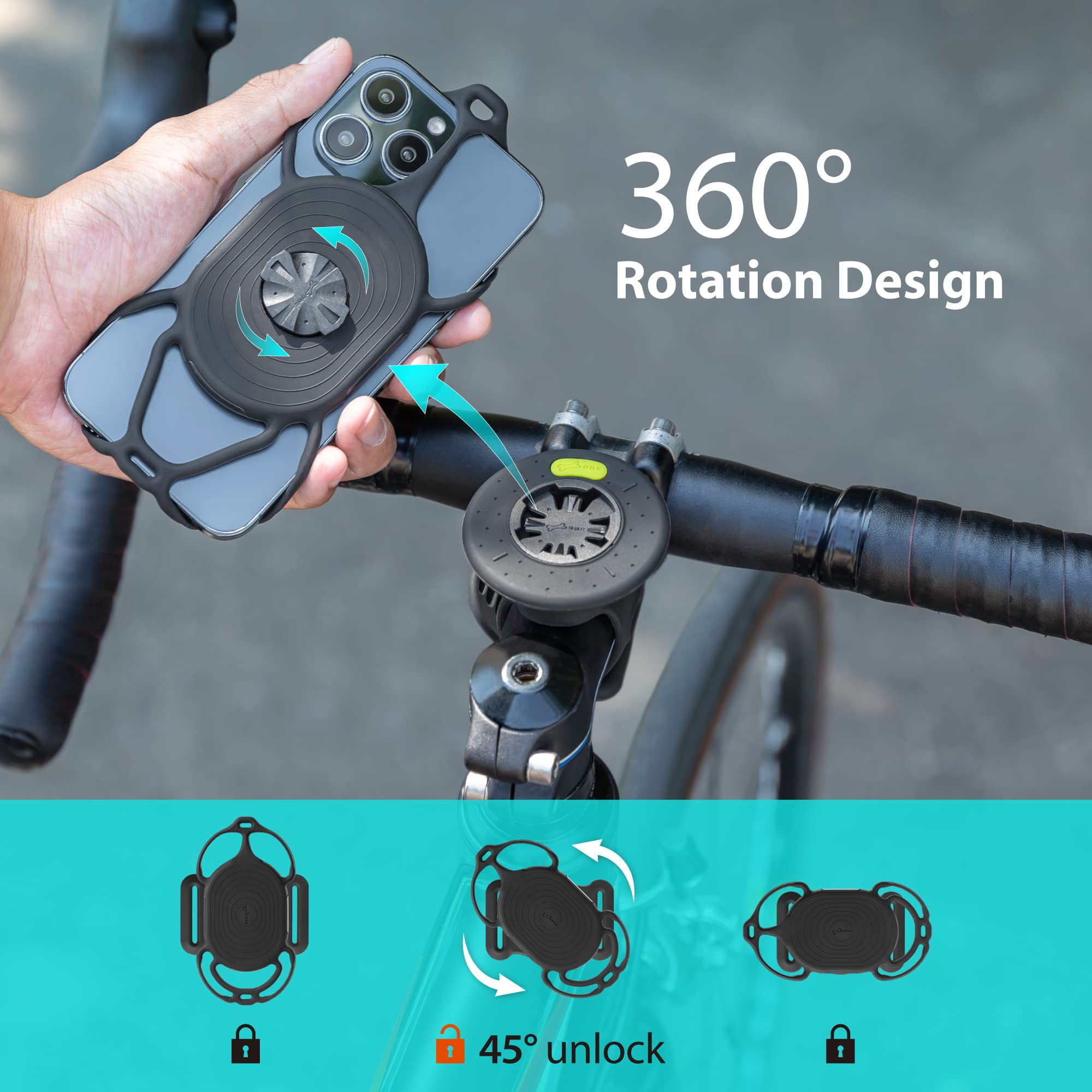 Bike Phone Mount – Detachable 360° Silicone Holder