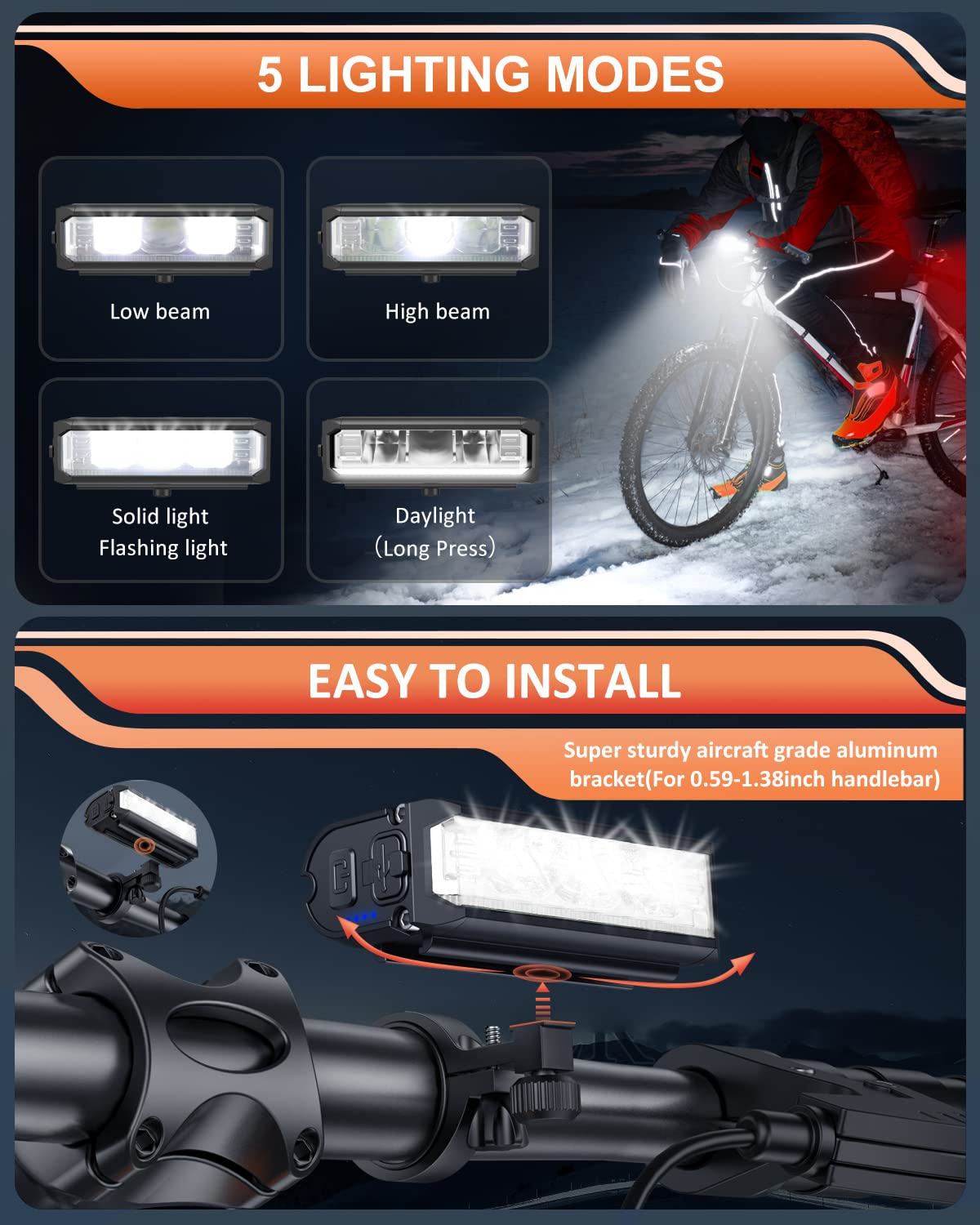 Rechargeable Bike Light Set – Turn Signals, Alarm, Waterproof