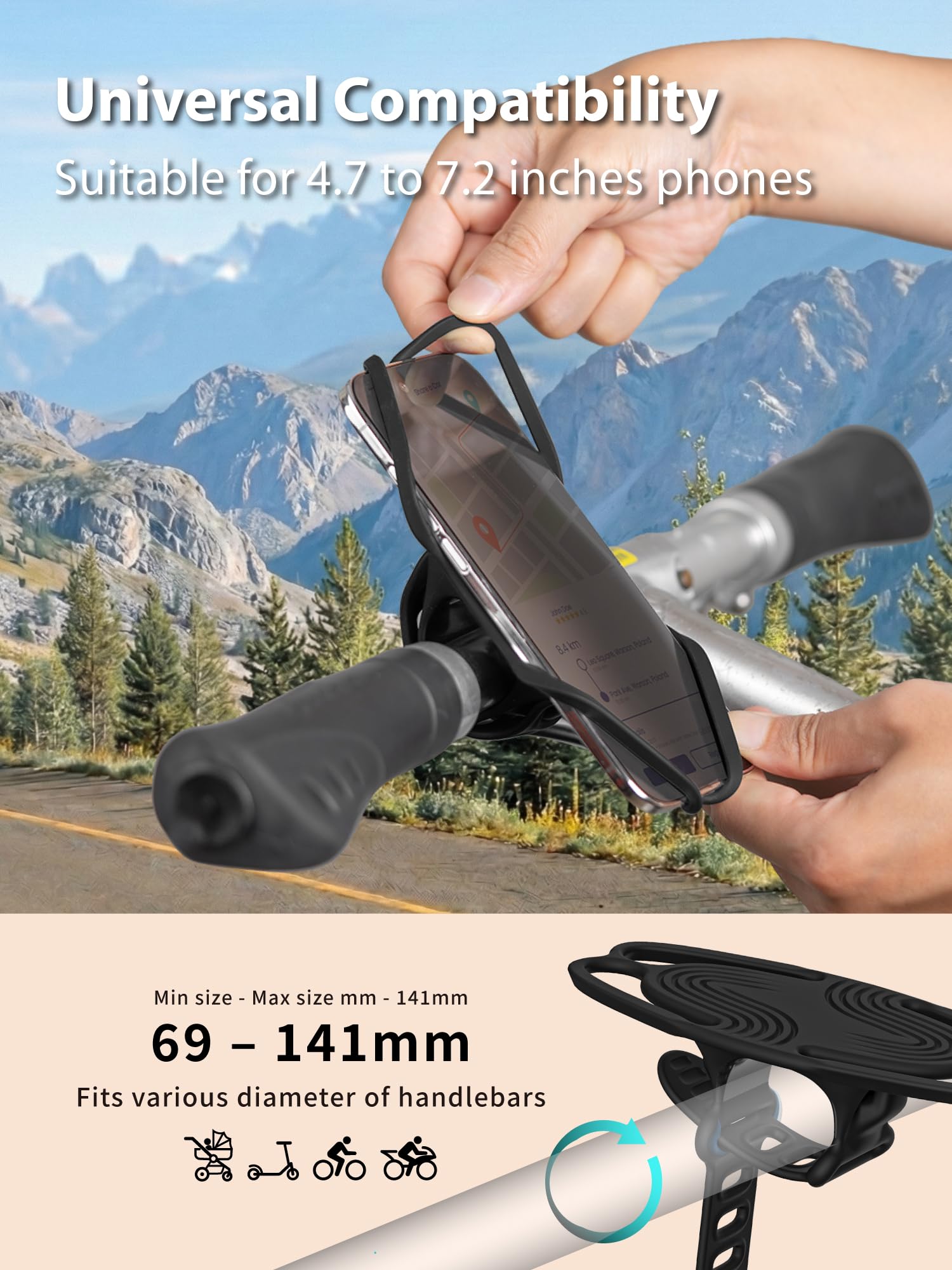Bike Phone Mount – Shock-Absorbing Silicone Holder