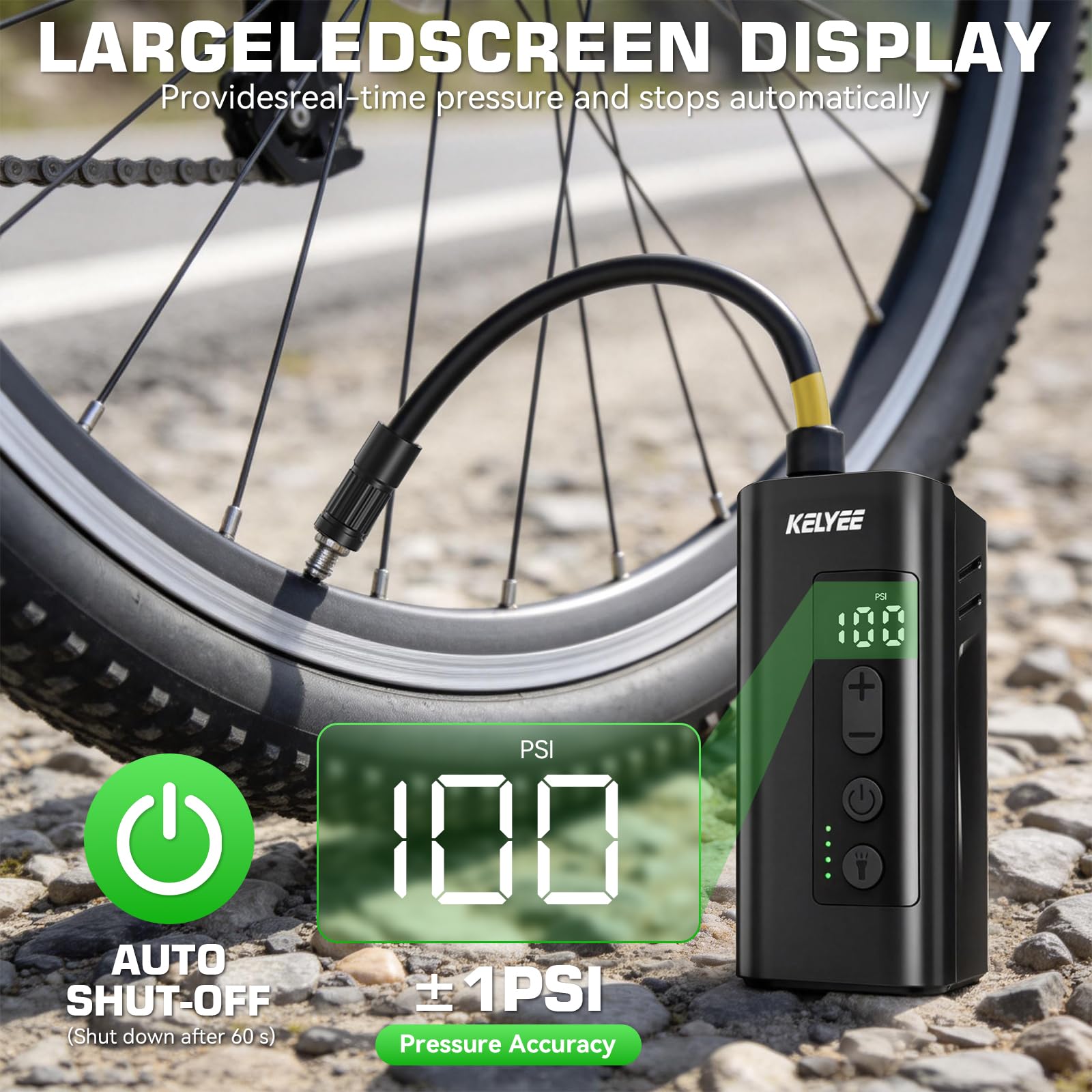 Mini Electric Bike Pump – 150 PSI with Headlight