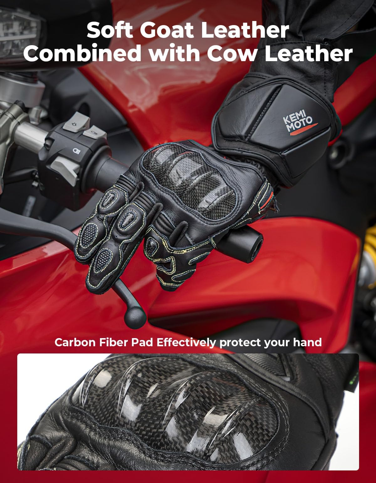 Leather Motorcycle Gloves – Kevlar Knuckle Protection