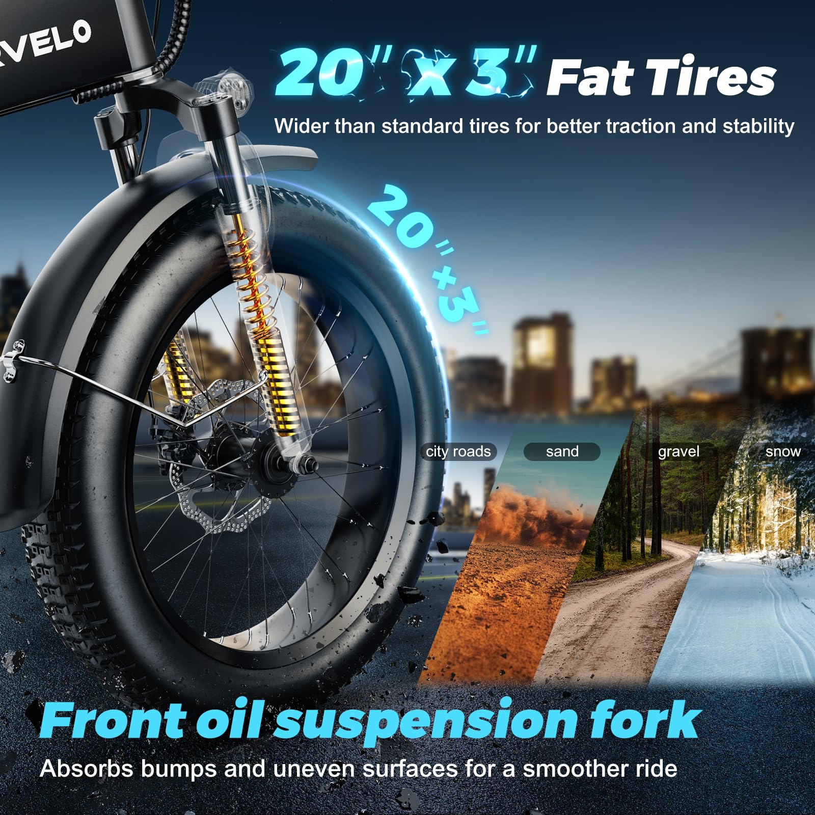 20" Folding Electric Bike – 1000W, 80-Mile Range, Fat Tire