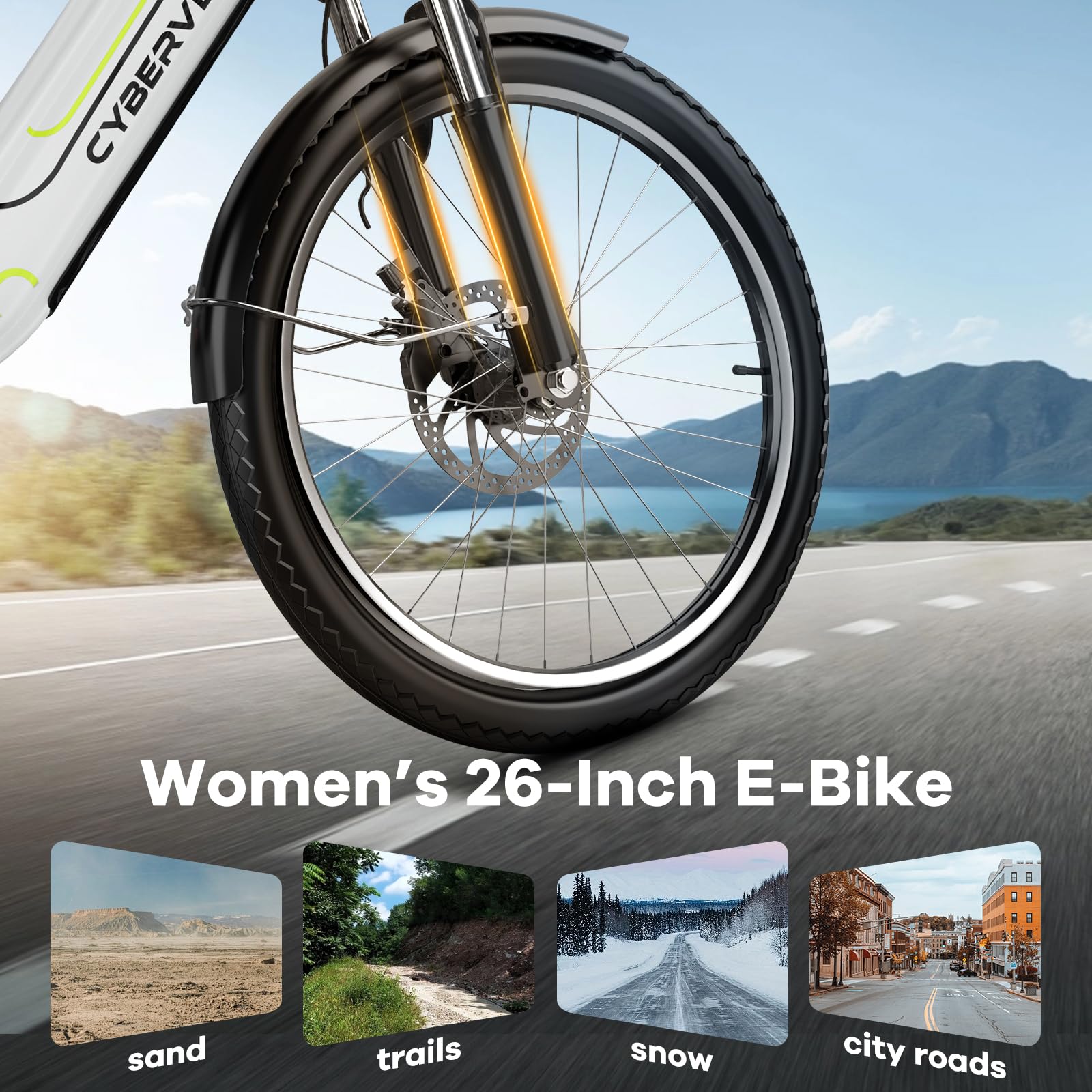 26" Electric Bike – 1000W, 48V Battery, 7-Speed