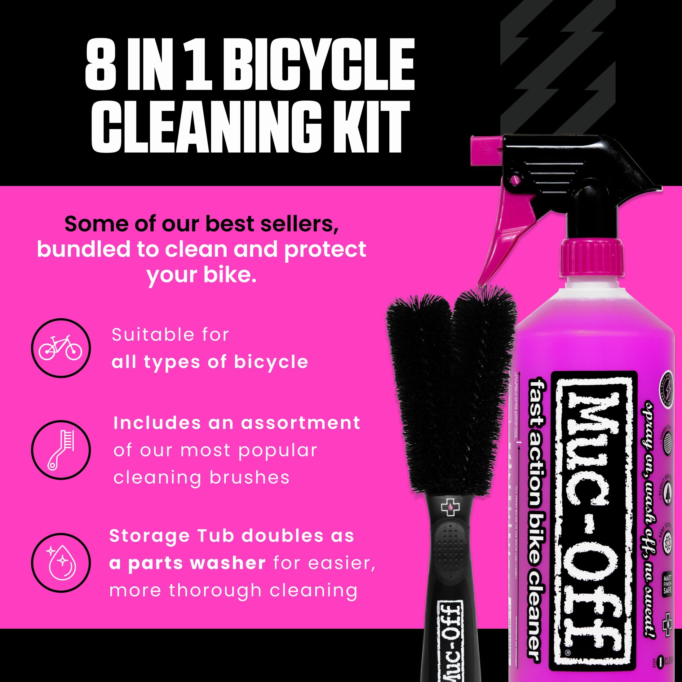 Muc Off - 250US 8 in 1 Bicycle Cleaning Kit , Black