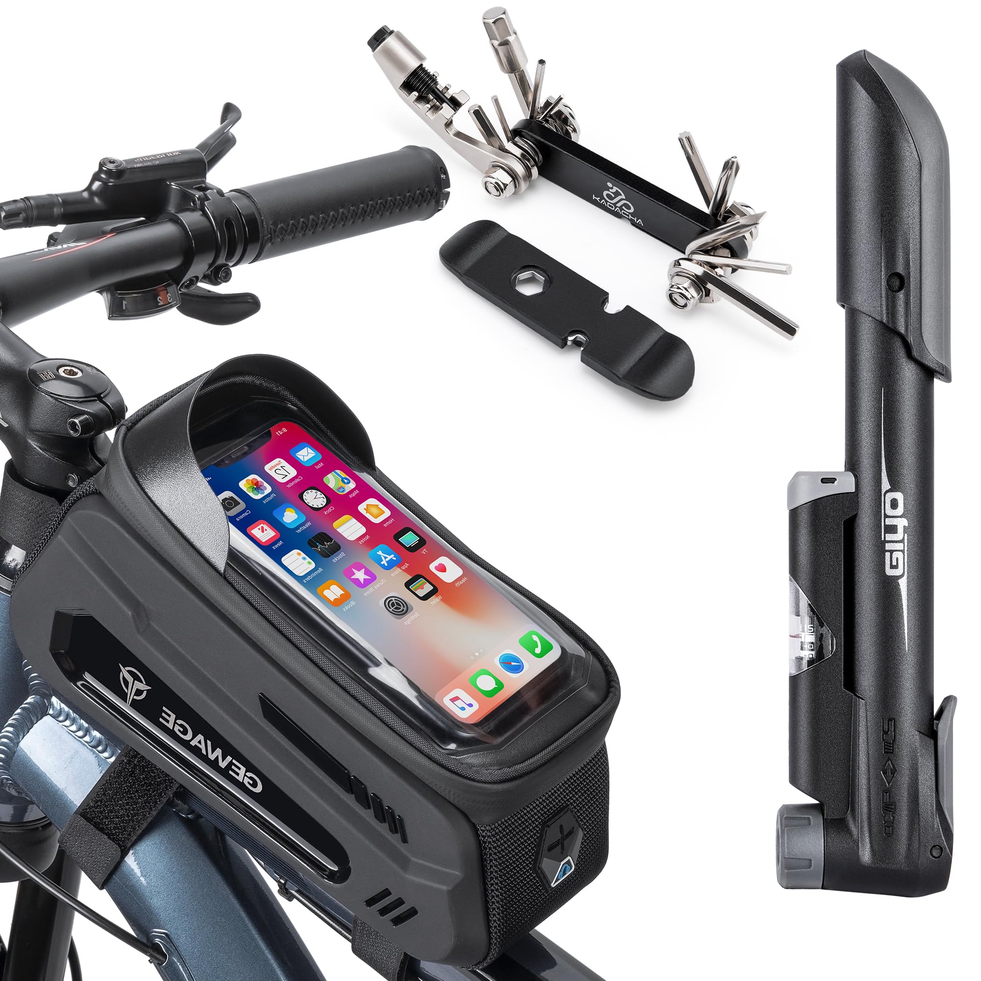 Bike Tool Kit – Phone Mount Bag, Tire Pump & Multitool