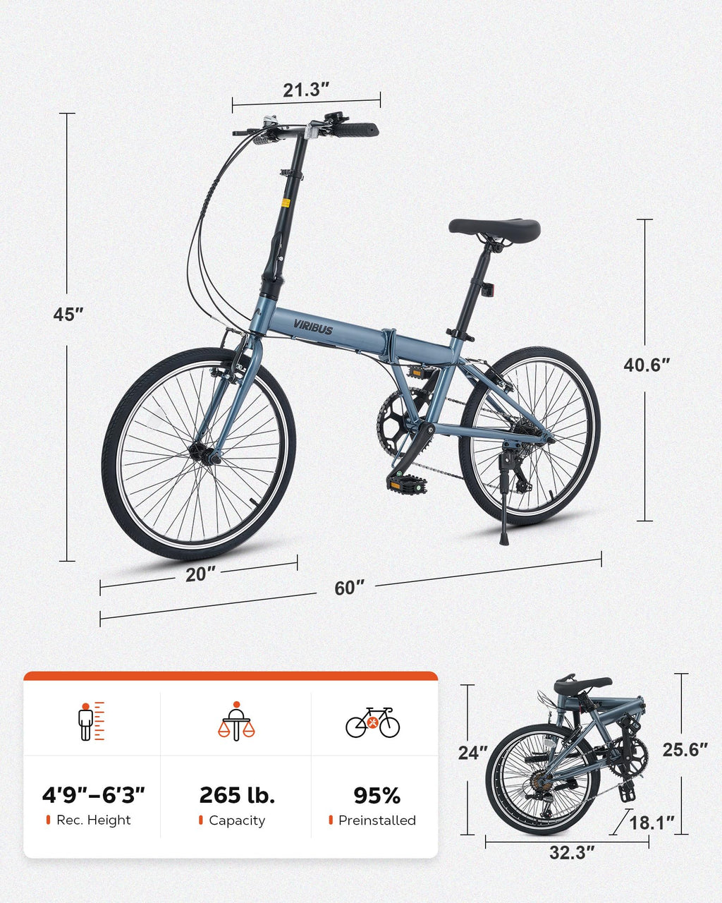 20" Folding Bike – 7-Speed, Lightweight Commuter