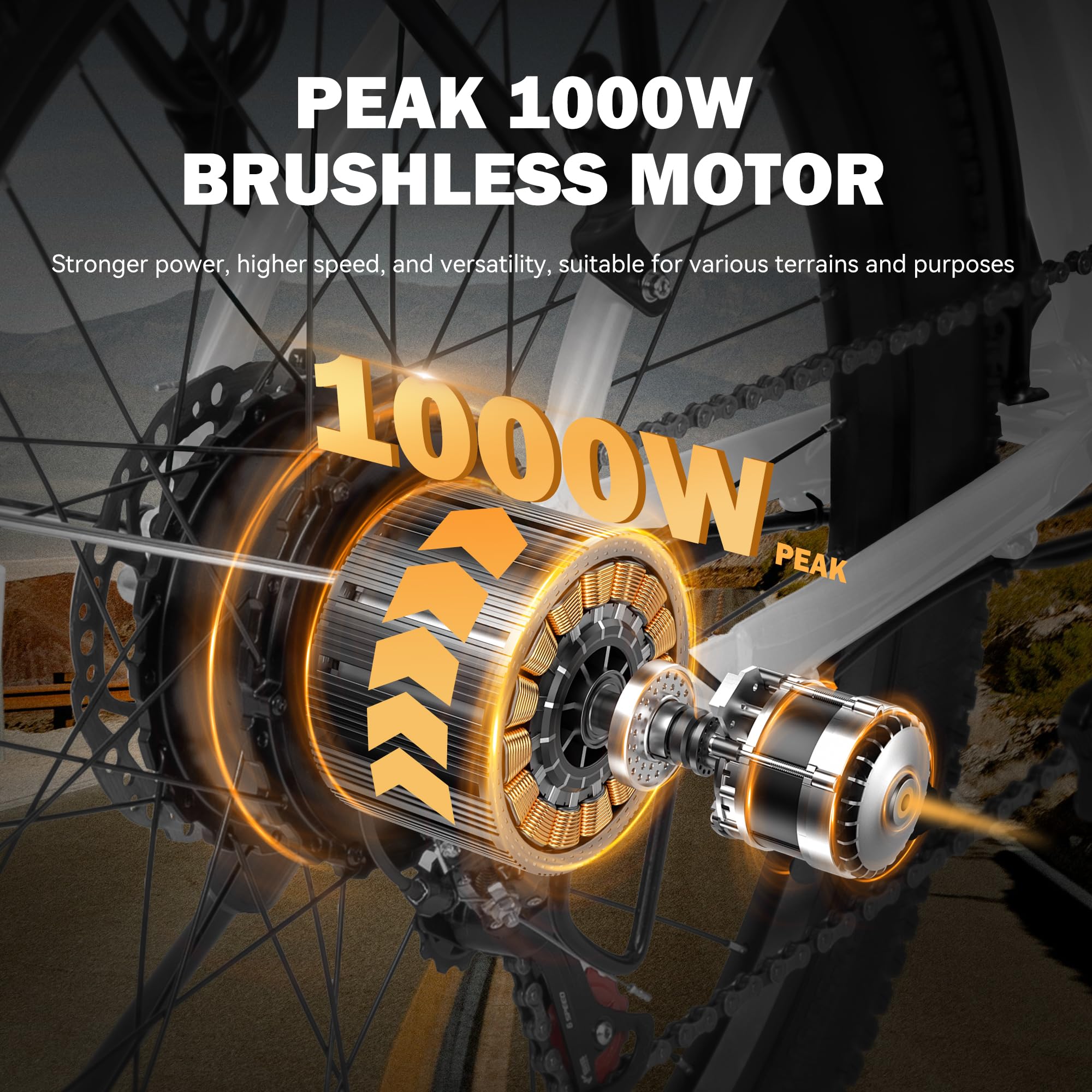 26" Electric Bike – 1200W Motor, 65-Mile Range, 28MPH