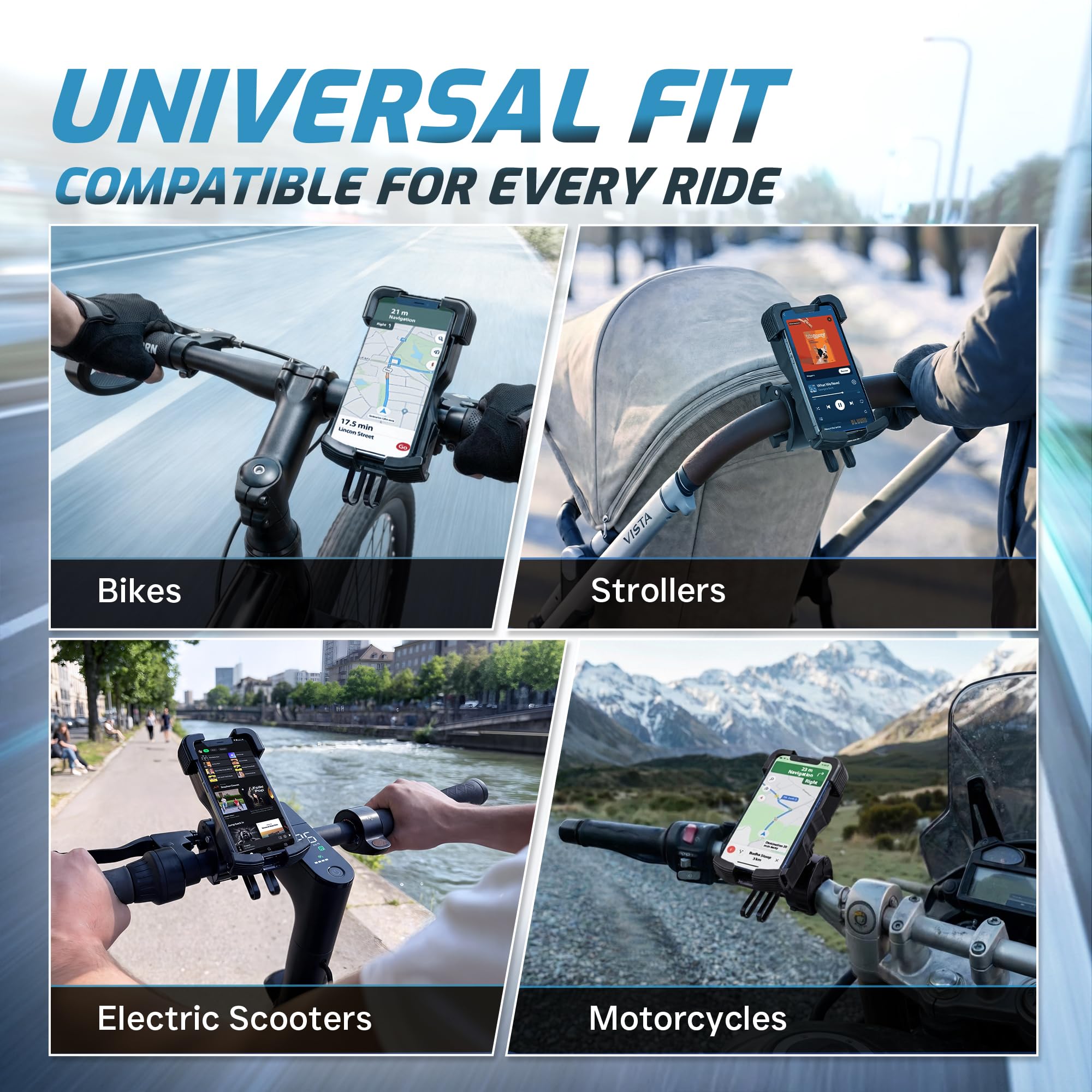 Bike Phone Holder – 5000mAh Rechargeable Mount