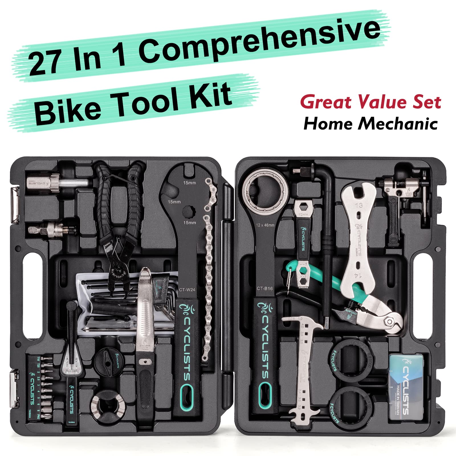 27-Piece Bike Tool Kit – Bicycle Repair Set with Case