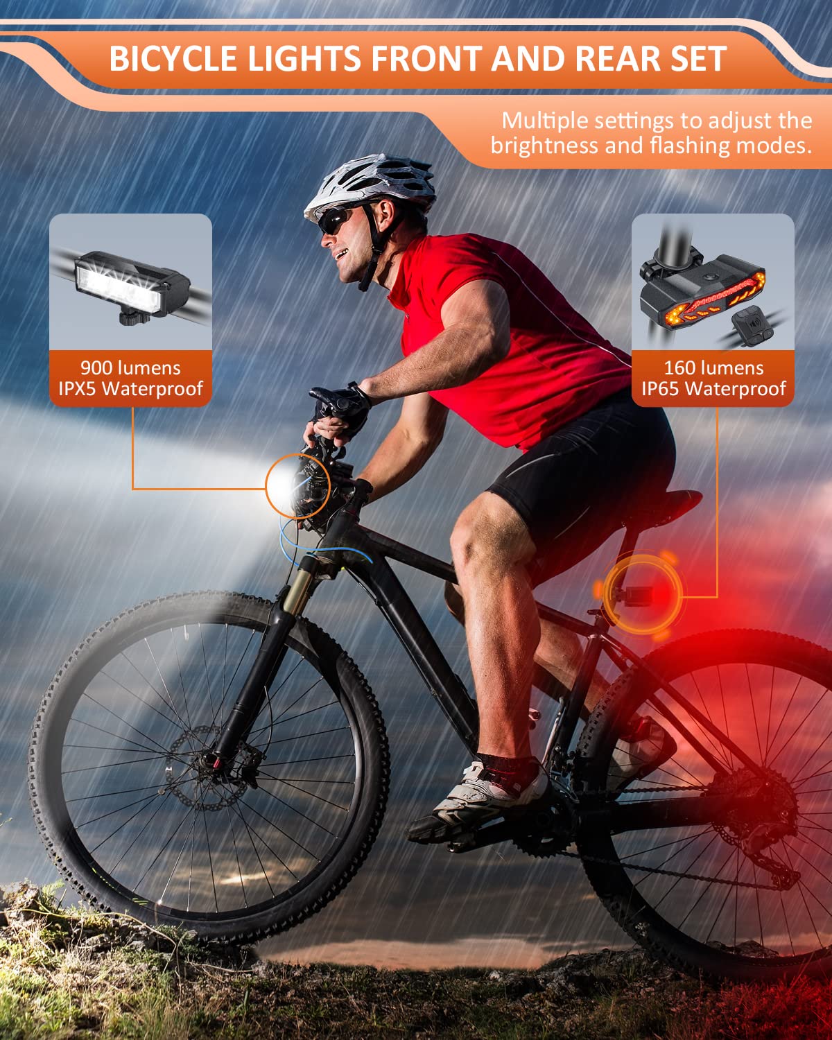 Rechargeable Bike Light Set – Turn Signals, Alarm, Waterproof