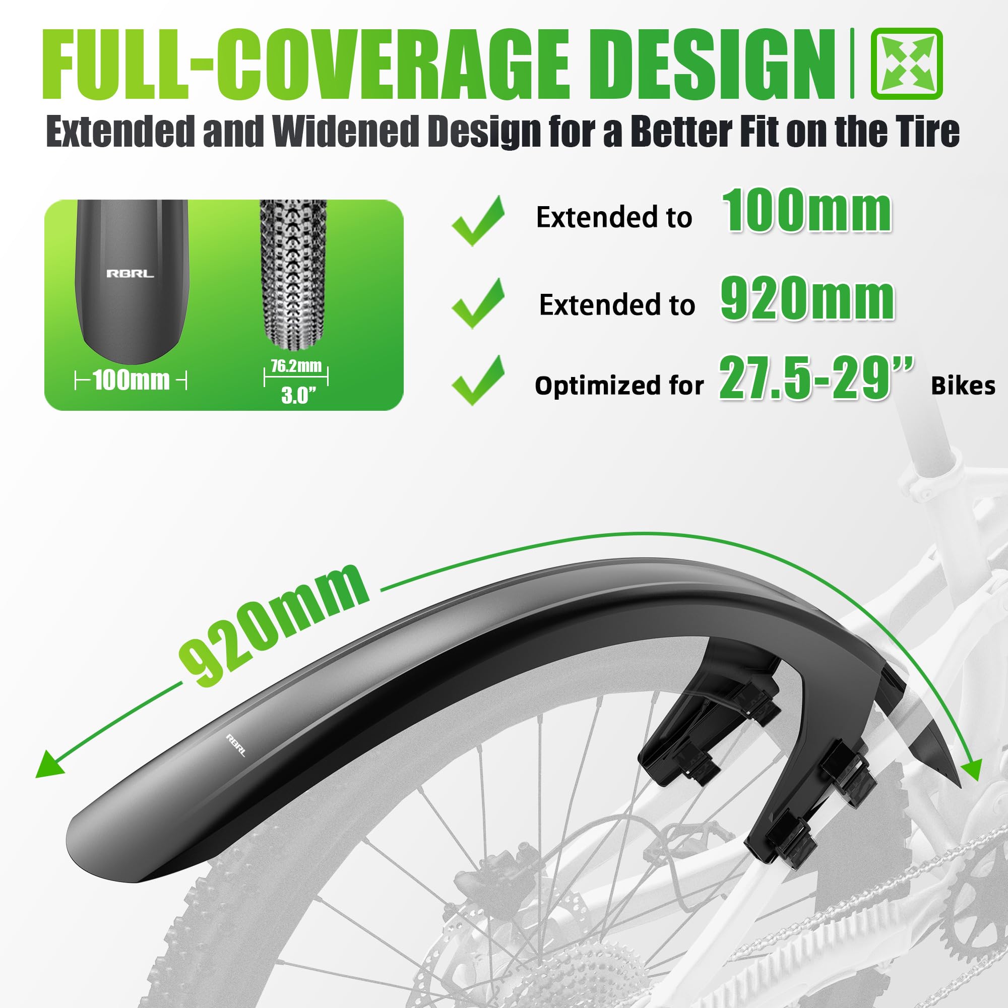 MTB & E-Bike Fender Set – Full Coverage Mud Guards