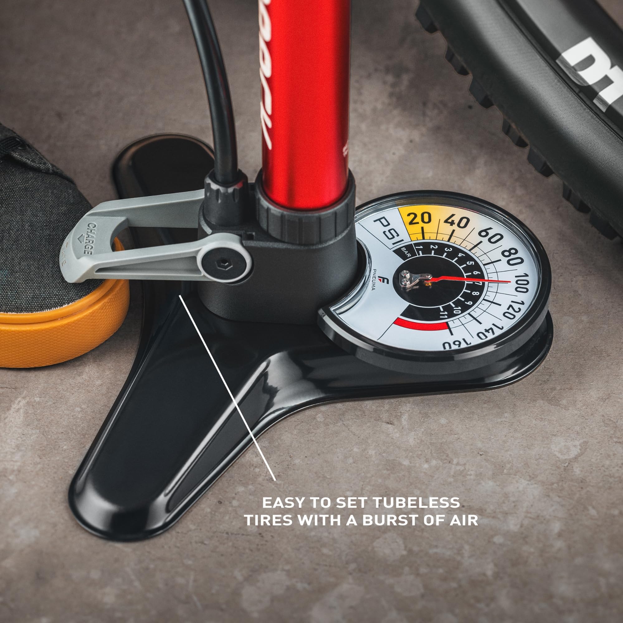Tubeless Floor Pump – High-Pressure Bike Tire Inflator
