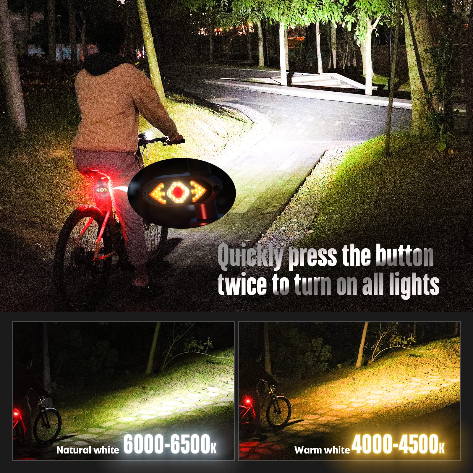 Bike Light Set – 2000 Lumen, USB Rechargeable, Waterproof