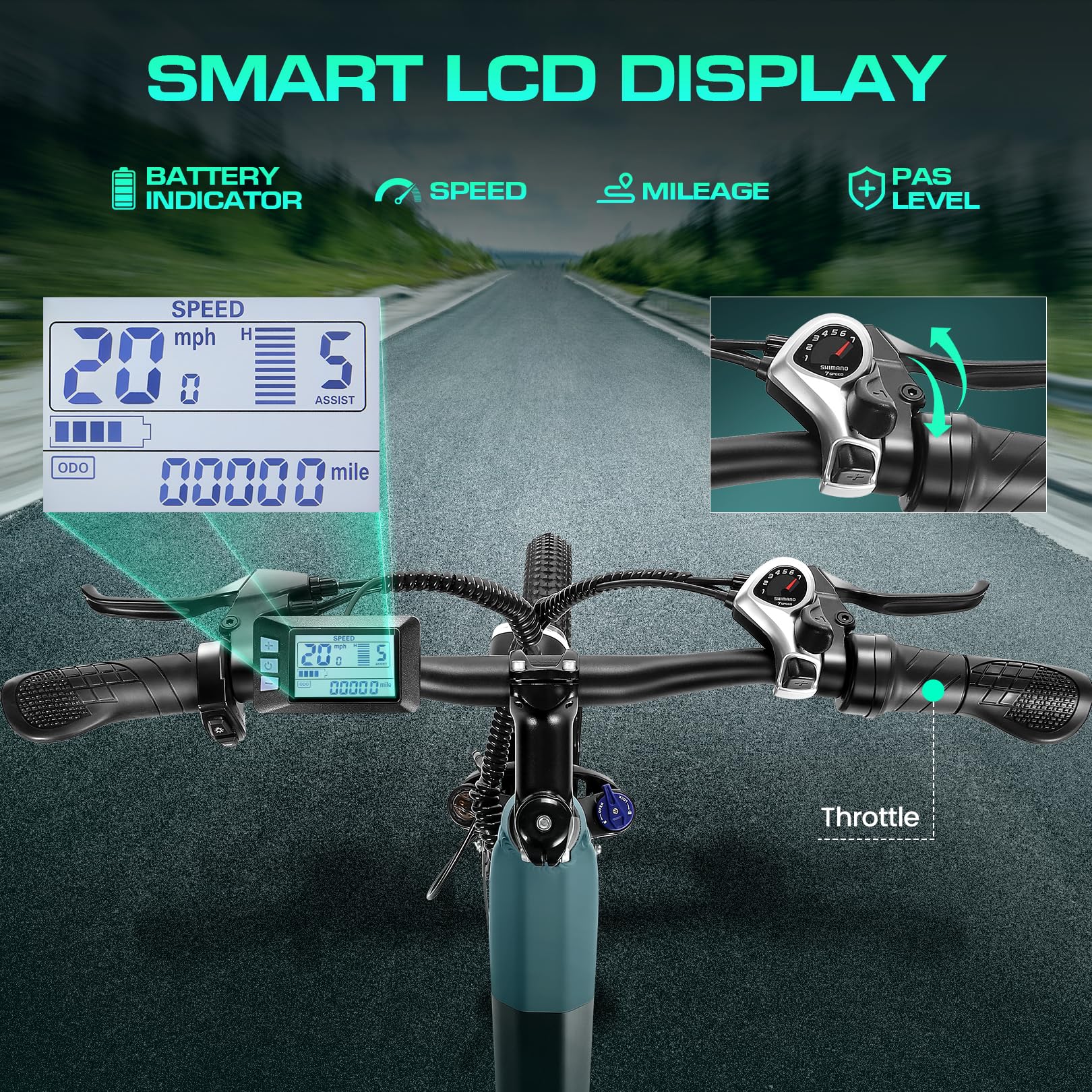 26" Step-Through Electric Bike – 1000W Motor, Removable Battery, 7-Speed